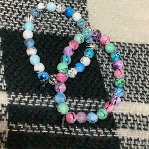 Set of 2 stackable bead bracelets